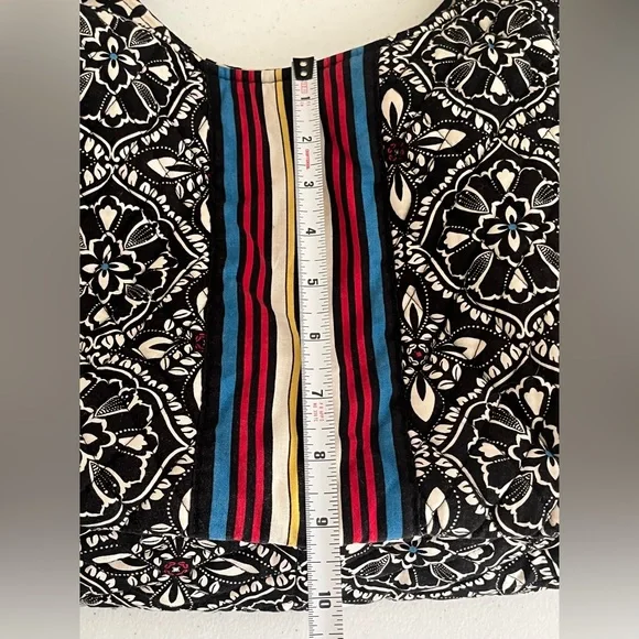 Vera Bradley Barcelona Black White Multicolor Stripe Scoop Quilted Purse - Picture 9 of 10